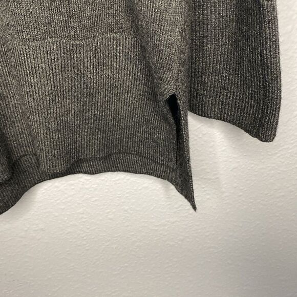 Loft Gray Ribbed Cowl Neck Charcoal Gray Sweater Size Medium - Picture 8 of 11